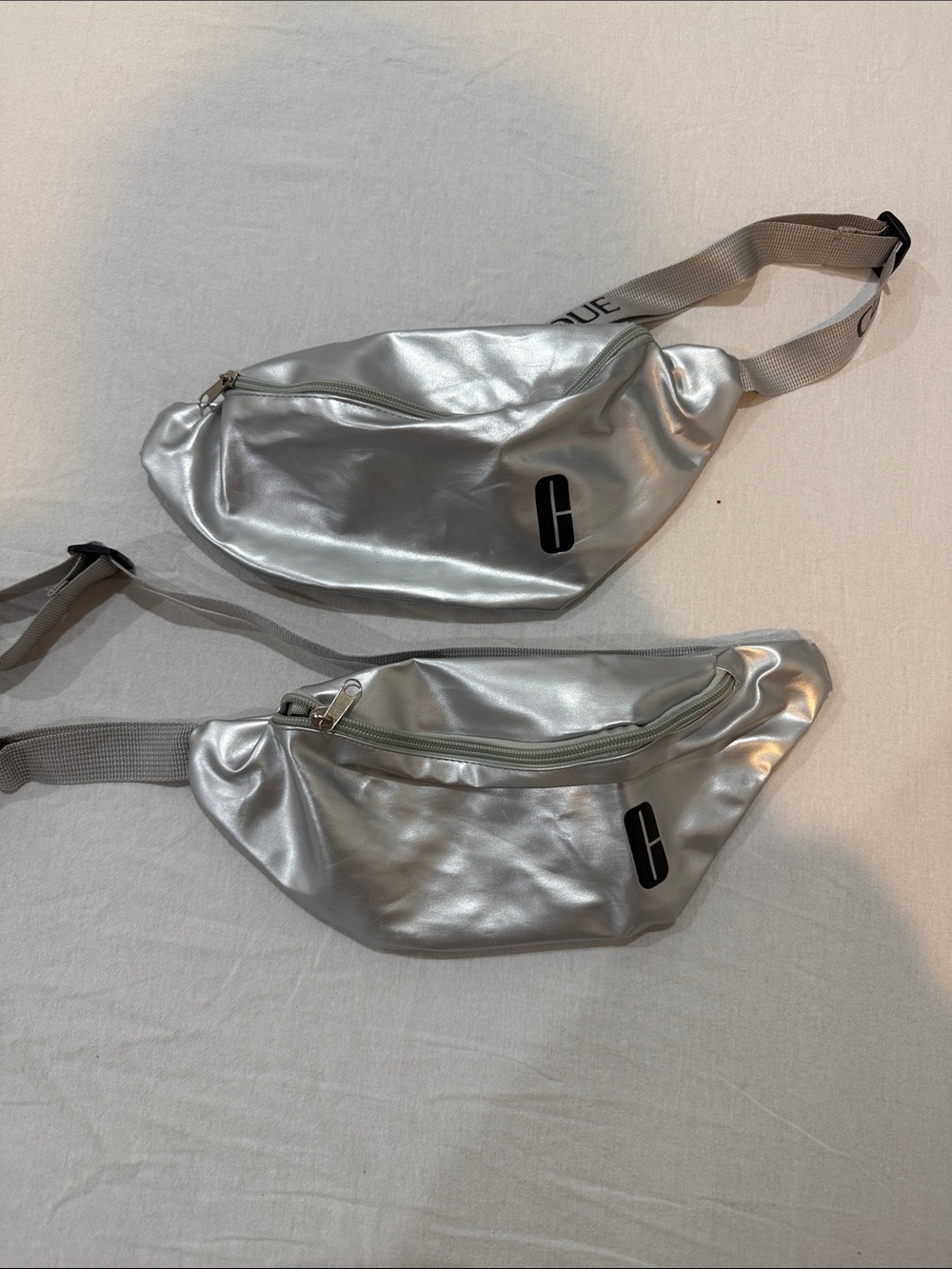 Clinique Metallic Silver Belt Bag with Logo Accent